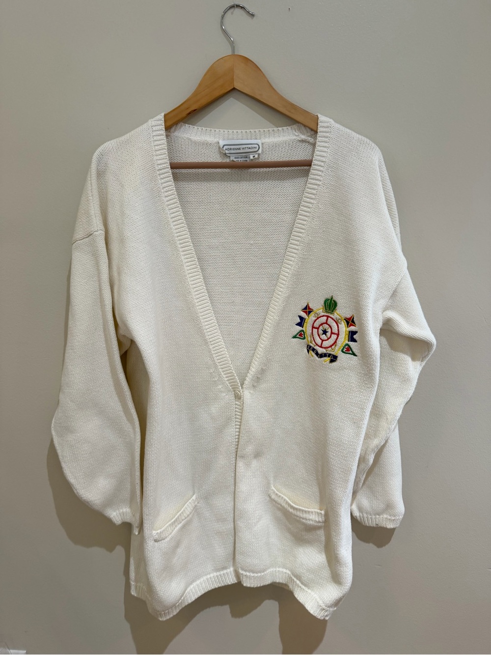 Vintage Adrianna Vittadini nautical cardigan 100%cotton medium